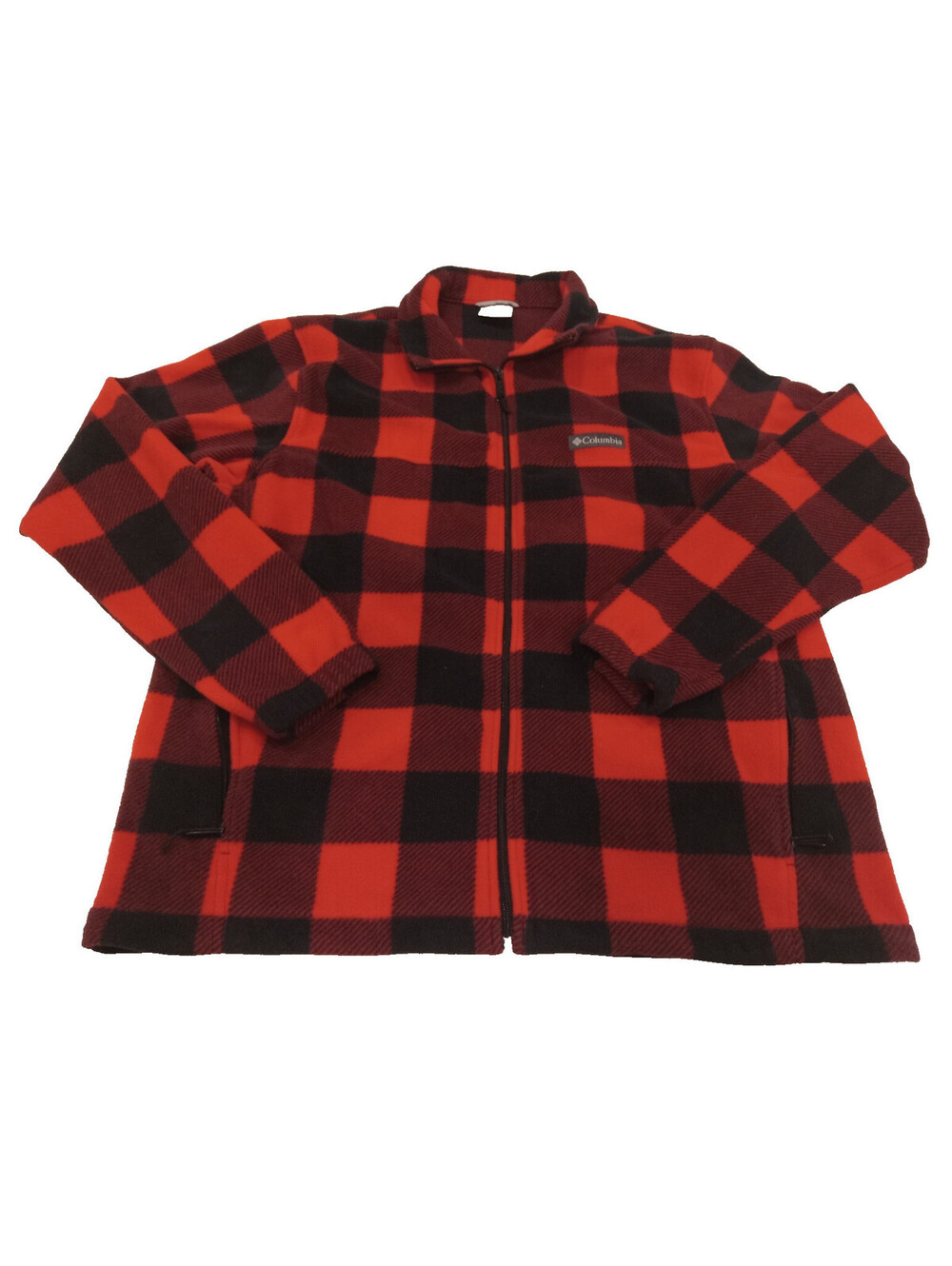 Columbia Steens Mountain Jacket Mens XL Red Black Buffalo Plaid Fleece Full Zip